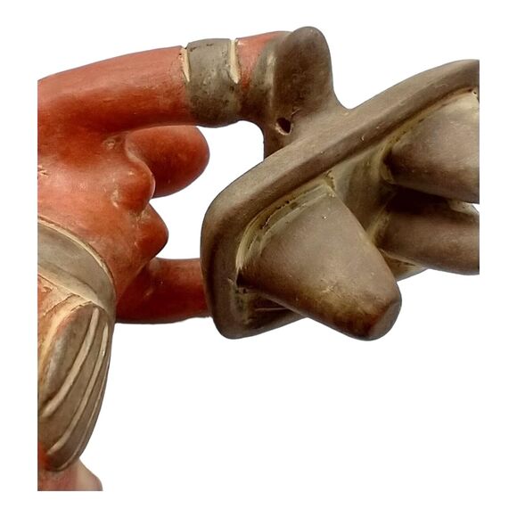 Vintage Mexican Red Clay Mayan Woman Grinding Corn Terra Cotta Folk Art Figurine - Picture 16 of 16